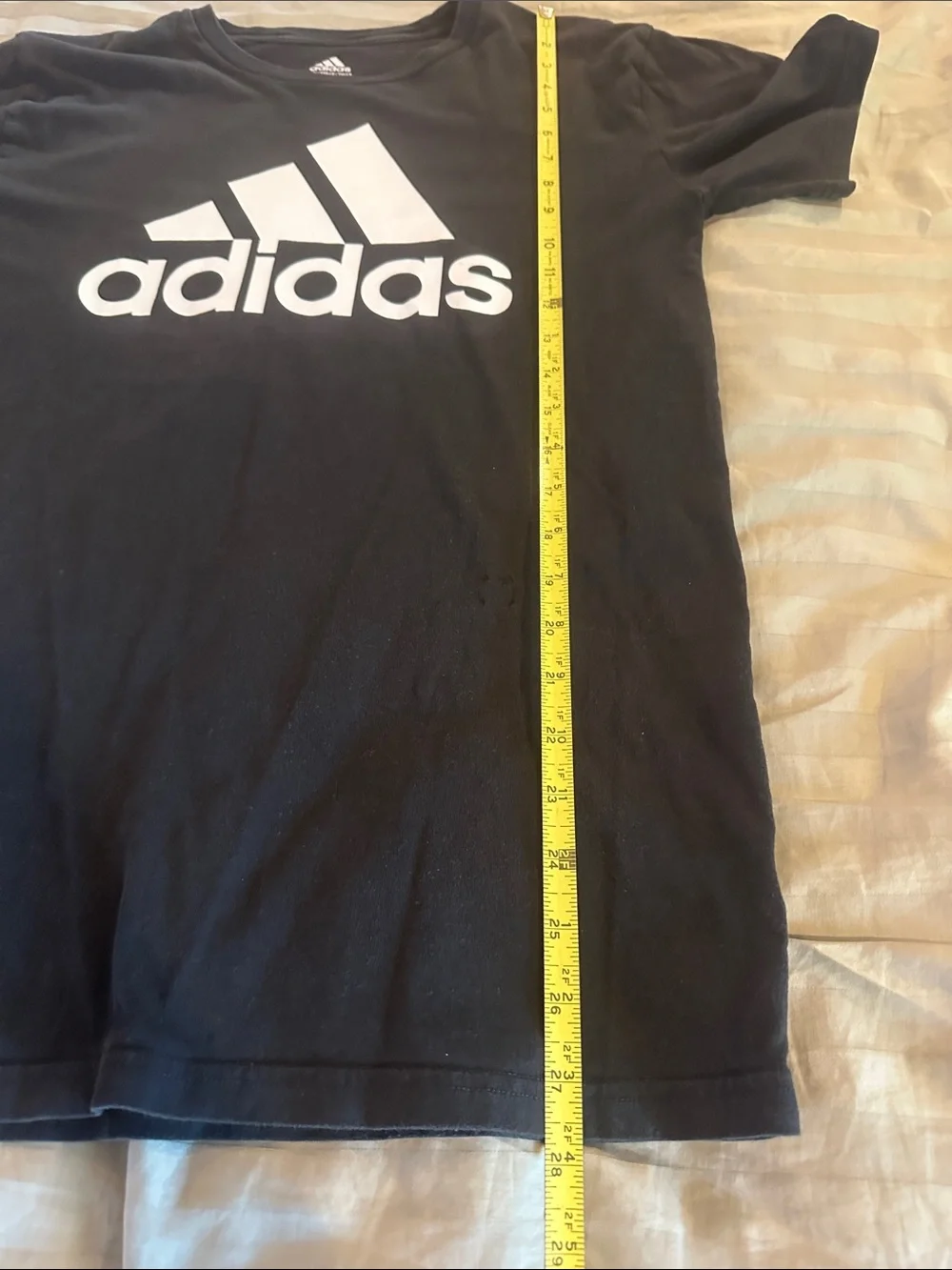 adidas Black Tee with White Trefoil-Style Logo